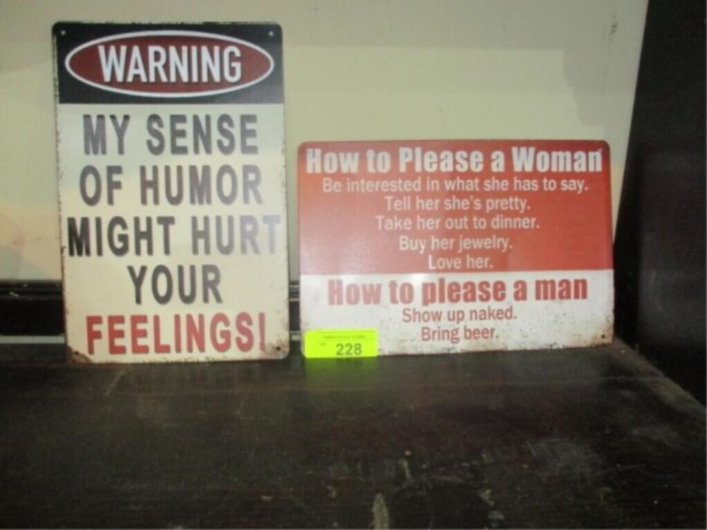 2 tin signs