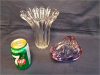 Vase et cendrier en verre soufflé