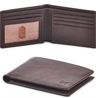 New Real Leather Mens Bifold Wallet RFID Blocking