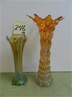 Carnival Glass 4-Pillar Vase & 13 1/2" Carnival -