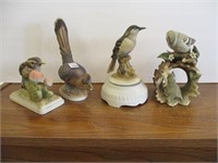 3 Lefton & 1 Homco Bird Figurines