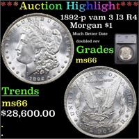*Highlight* 1892-p vam 3 I3 R4 Morgan $1 Graded ms