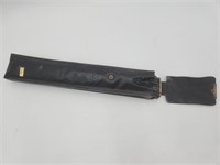 Vtg KNIRPS Black Umbrella w/ Leather Case