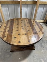 Round wooden coffee table w/lucite top