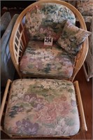 Wicker Chair And Ottoman With Cushions (Bench
