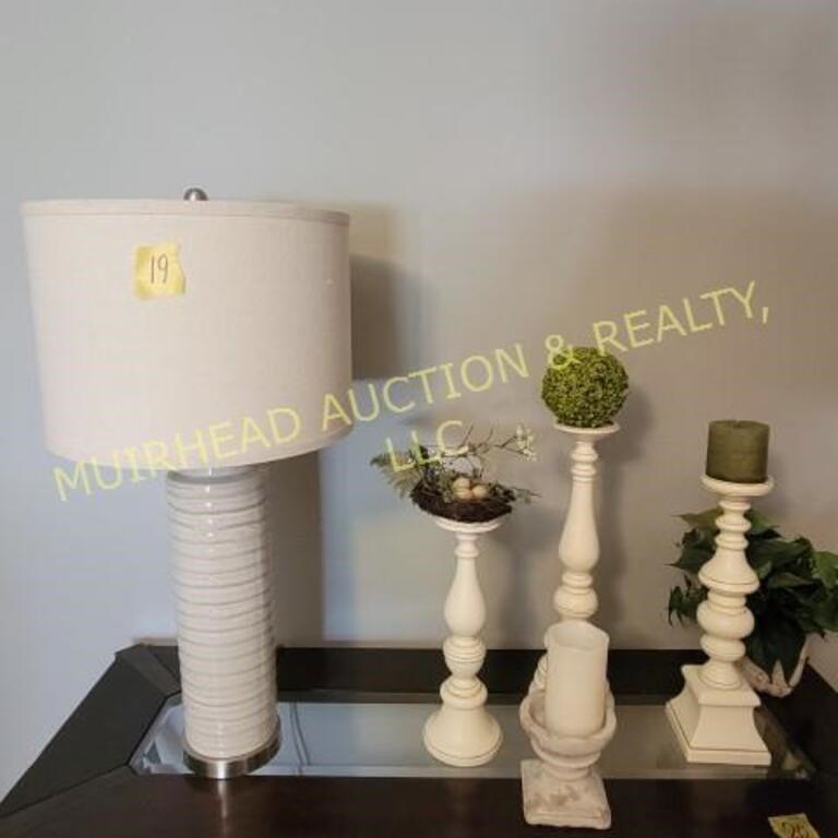 TABLE LAMP, CANDLE HOLDERS,