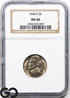 1940-S Jefferson Nickel NGC MS66, Price Guide: $34