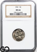 1941 Jefferson Nickel NGC MS66, Price Guide: $30