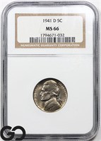 1941-D Jefferson Nickel NGC MS66, Price Guide: $28