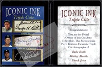 BRuth MMantle Derek Jeter Iconic Ink facsimile aut