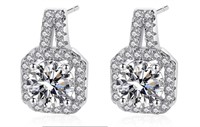 925S 0.5ct Moissanite Diamond Halo Earrings
