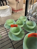 LOT OF FIRE KING JADEITE CUPS SAUCERS