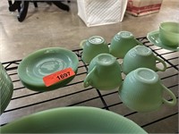 LOT OF FIRE KING JADEITE CUPS SAUCERS