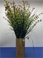 Faux greens in Wood Style Vase