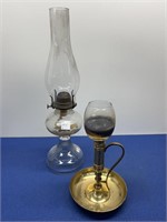 Vintage Oil Lamp , Brass Style Candleholder
