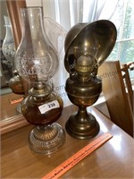 2 oil lamps, 1 is antique