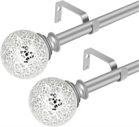 2 pack Curtain Rods 28-48 inch (Silver)