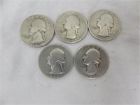 (5) AWESOME 1930 AND 1940'S SILVER QUARTERS