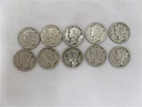 (10) HIGH GRADE UNSEARCHED MERCURY DIMES