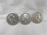 SUPER 1954, 1959 AND 1962 FRANKLIN HALF DOLLARS