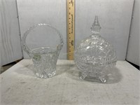 Round Crystal Candy Dish with Lid & Crystal