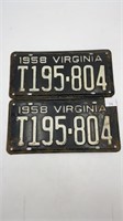 PAIR Virginia license plates (1958)