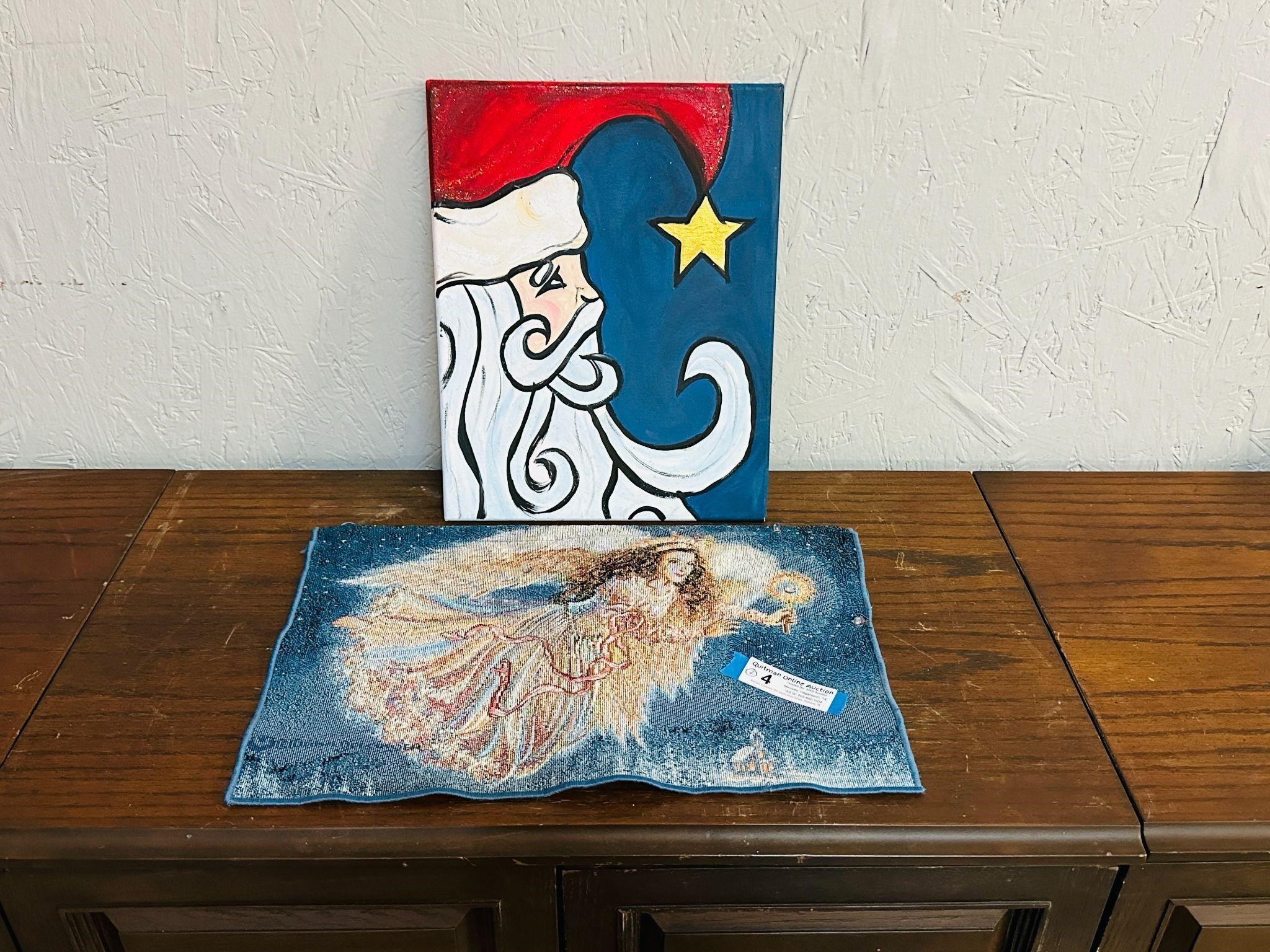 Lighted Tapestry & Santa Oil on Canvas