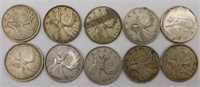 10 Canadian Silver Quarters