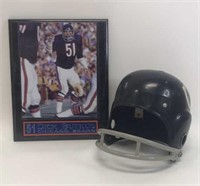 Chicago Bears #51 Dick Butkus Plaque & Old Helmet