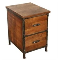 RUSTIC 2 DRAWER WOOD & METAL FILE CABINET RET.$131