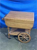 Wood tea cart on wheels with drawer and removable