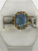 VICTORIAN GOLD PLATED AND STERLING OPAL RING