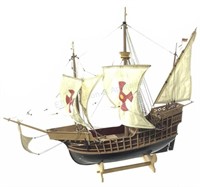 Santa Maria Wood Scale Model Ship W/ Stand