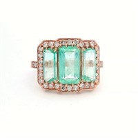 14ct R/G Colombian Emerald 3.32ct ring