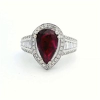 18ct W/G  Ruby and diamond ring