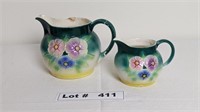 VINTAGE CZECHOSLOVAKIA POTTERY CREAMER AND WATER P