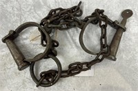 Set Of Cast Iron Convict Style Leg Irons With Keys