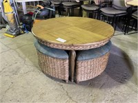 Round Coffee Table w/ 4 Storage Stools