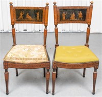 Regency Mythological Painted Side Chairs, Pair