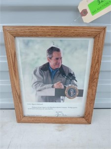 Framed letter from President George W Bush 11x9