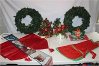 Christmas lot  w wreaths table runners etc
