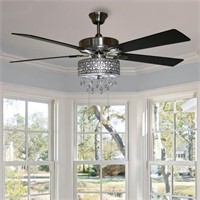 52 in. LED Silver Ceiling Fan With Light