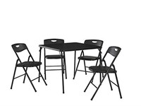 New Cosco 5-Piece Folding Table and Chair Set, Bla