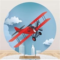 SQUARE 12FTX8FT Cartoon Red Airplane Backdrop