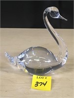 4" tall Clear Blown Glass Swan