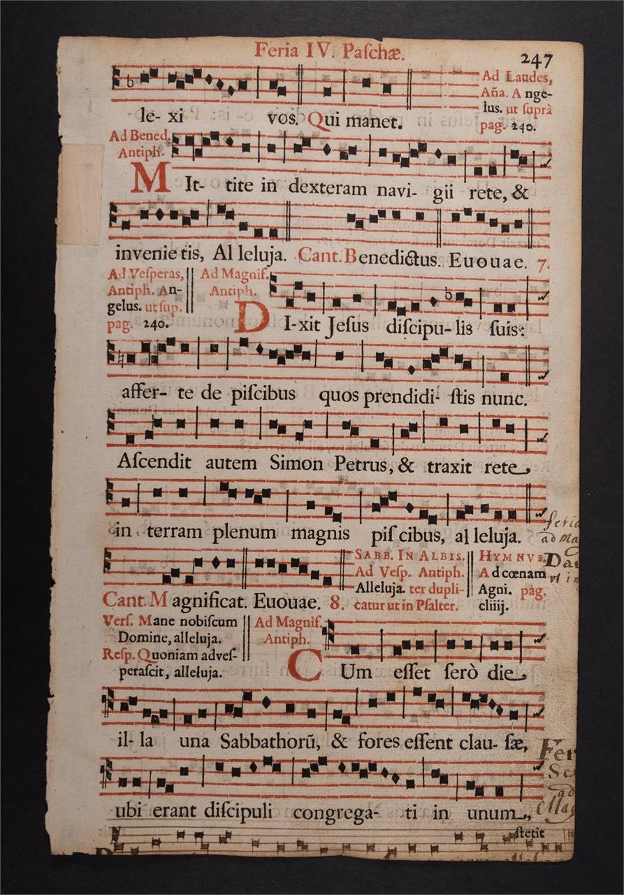 17th c. Medieval Antiphonal Leaf Manuscript