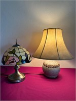 Pottery Base Table Lamp, Stained Glass Style Lamp