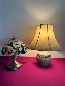 Pottery Base Table Lamp, Stained Glass Style Lamp