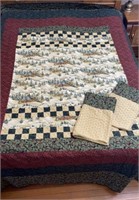 Hand Made Queen Size Flannel Top & Bottom Quilt &