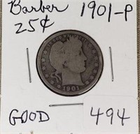 1901P Barber Quarter Good